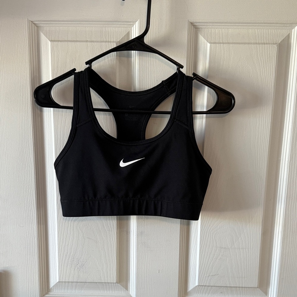 Nike Women's Black Sports Bra with White Logo